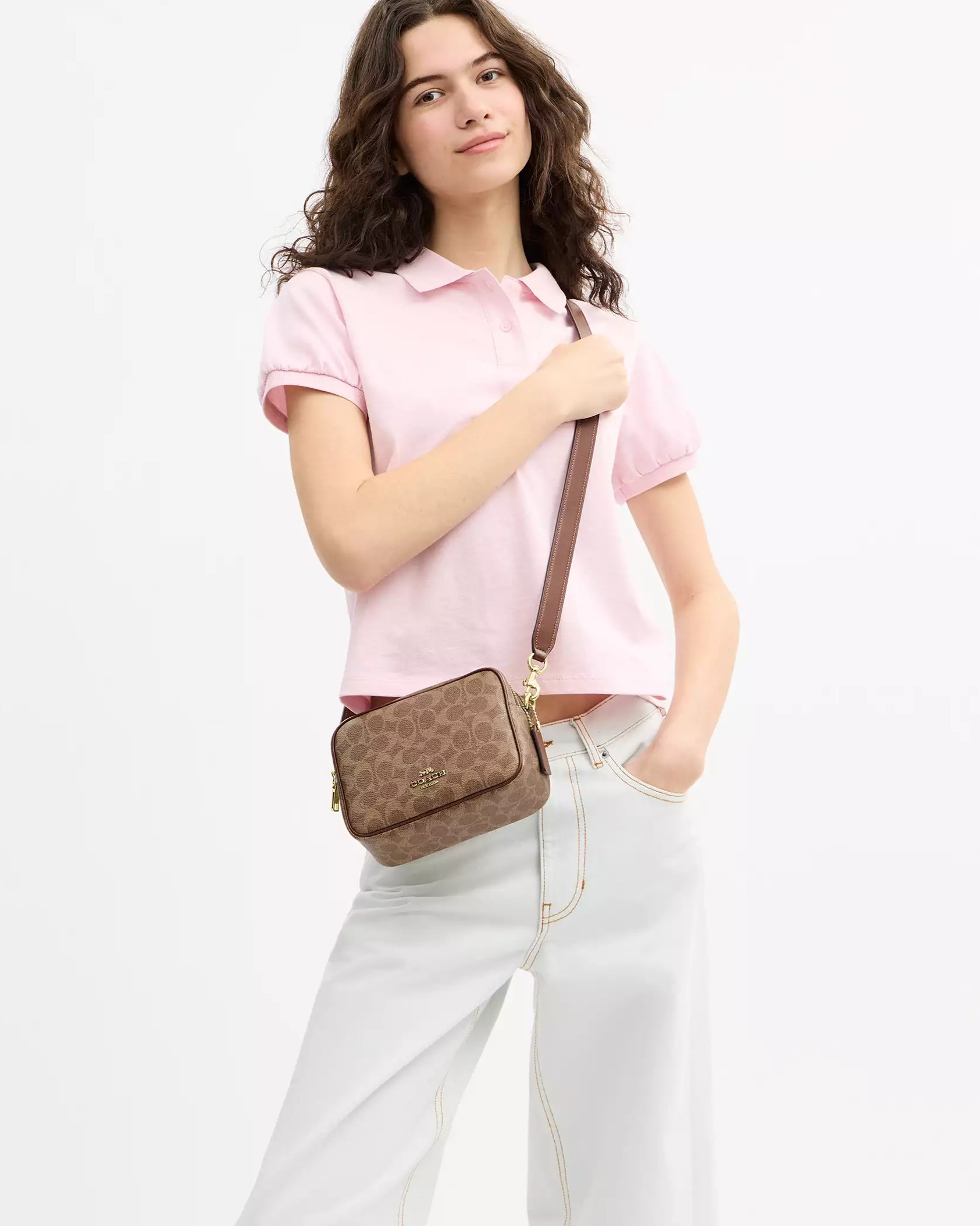 Túi Coach Mini Carey Crossbody Bag In Signature Canvas Brown CEK69 8