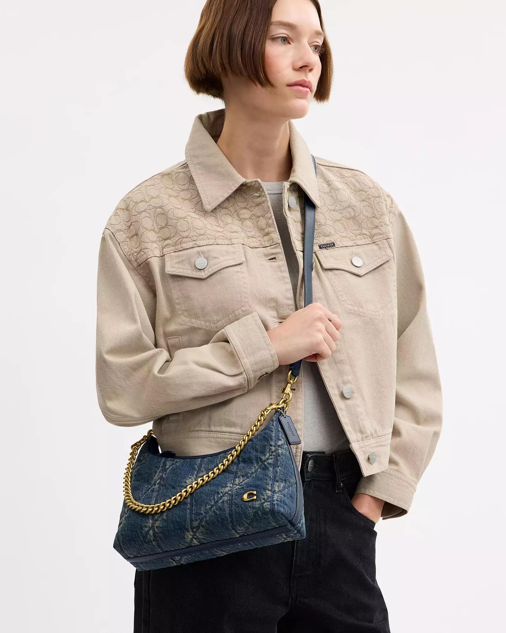 Túi Coach Juliet Shoulder Bag 25 In Regenerative Cotton Denim With Quilting CDZ67 13