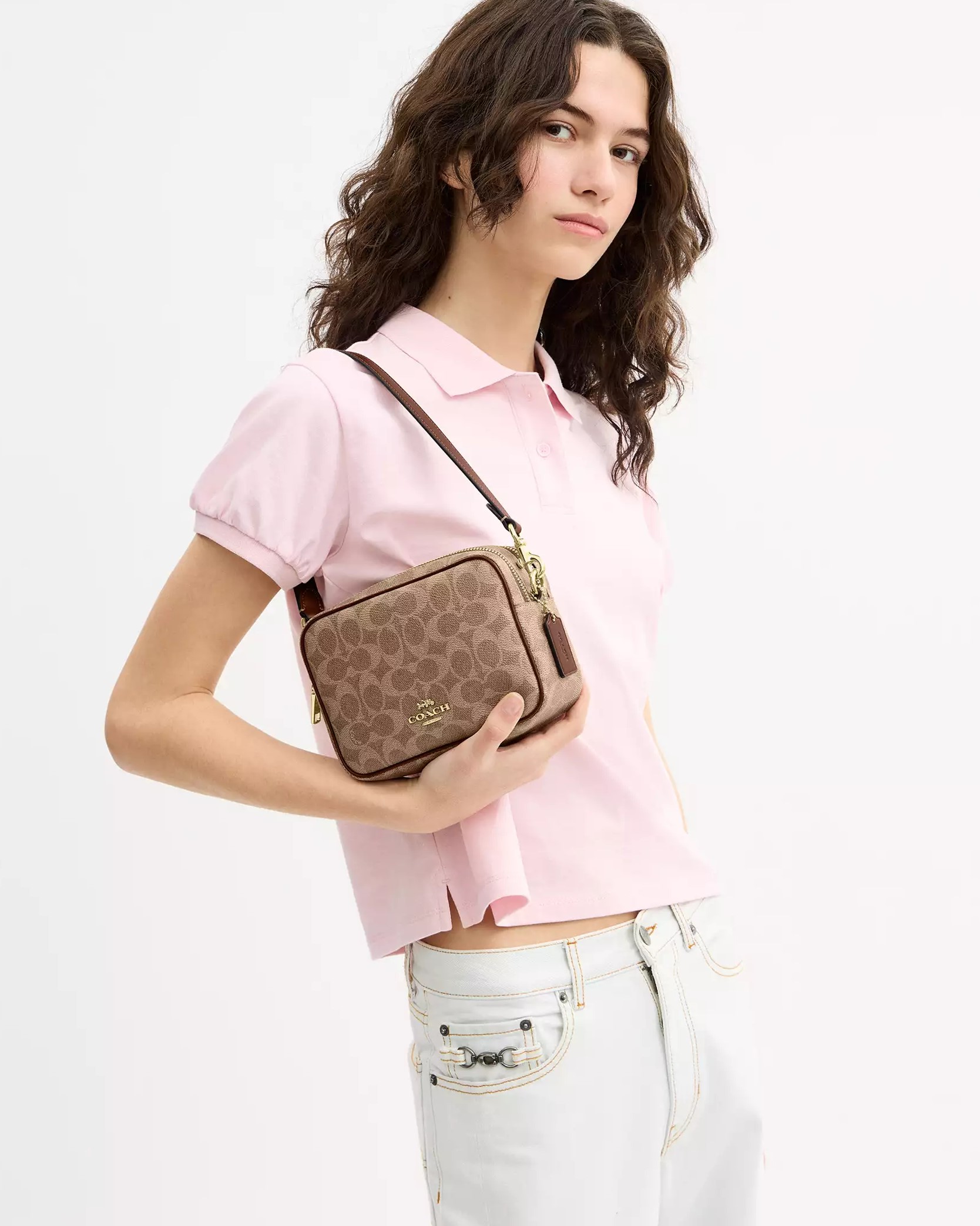Túi Coach Mini Carey Crossbody Bag In Signature Canvas Brown CEK69 10