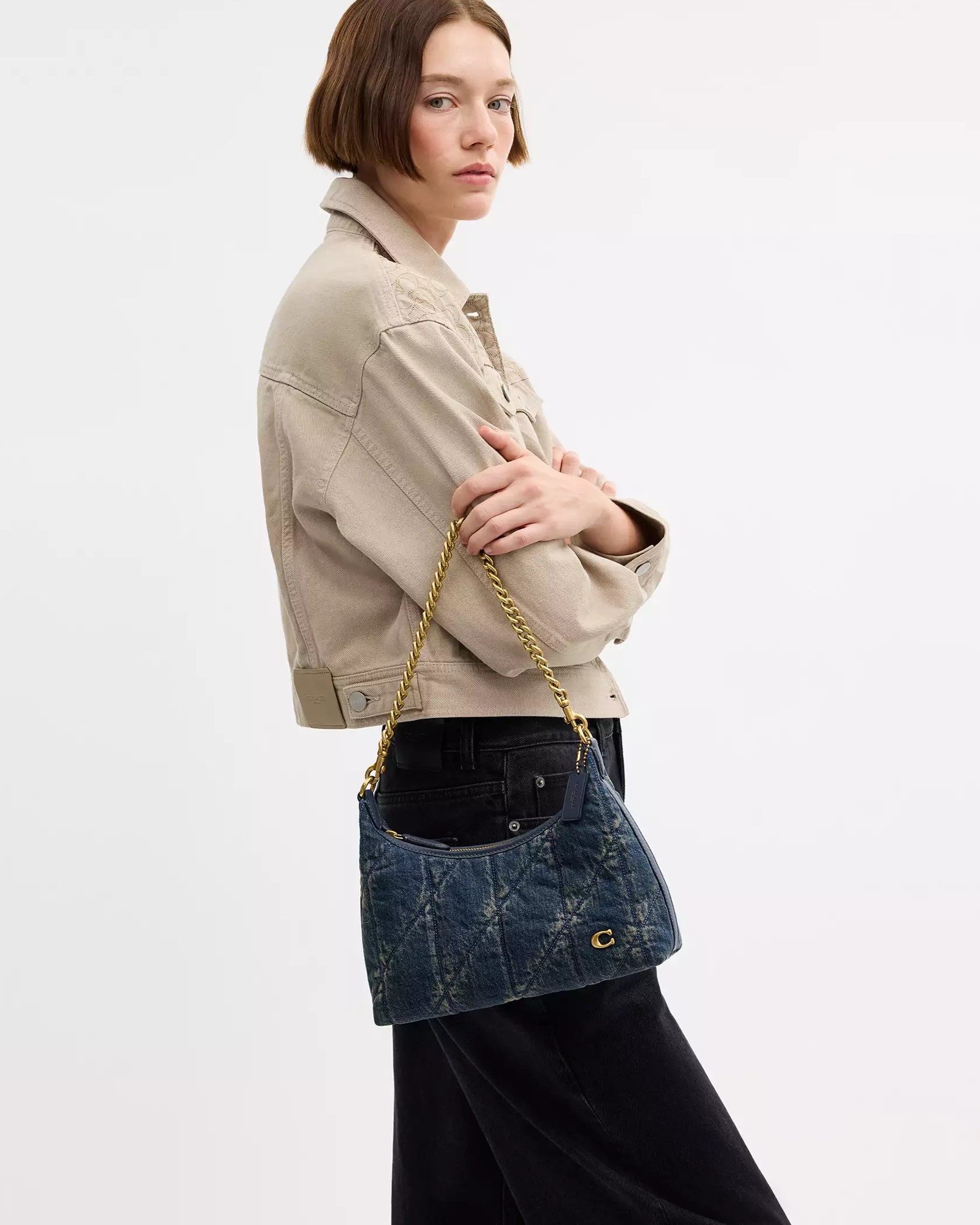 Túi Coach Juliet Shoulder Bag 25 In Regenerative Cotton Denim With Quilting CDZ67 2