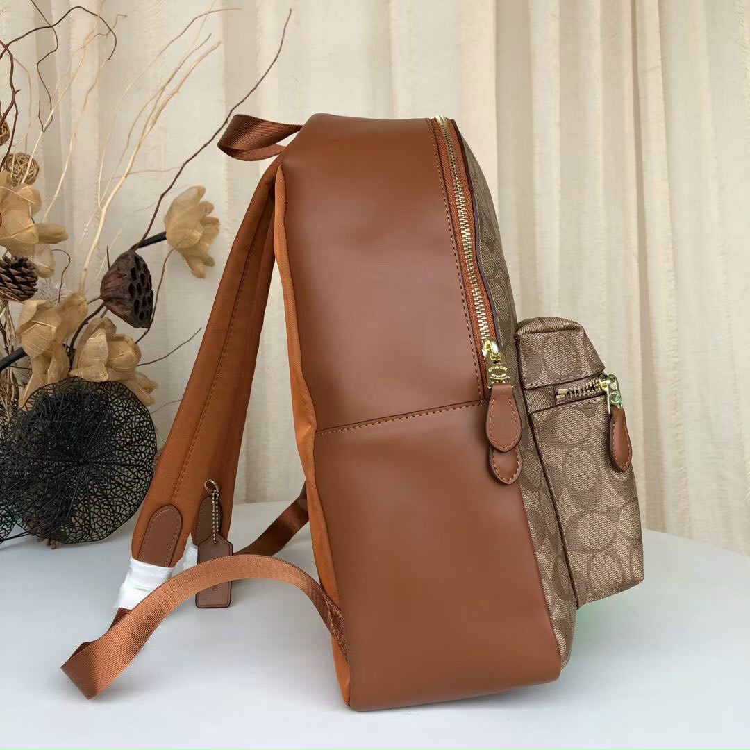 BALO COACH CHARLIE BACKPACK IN SIGNATURE CANVAS KHAKI SADDLE BROWN 3