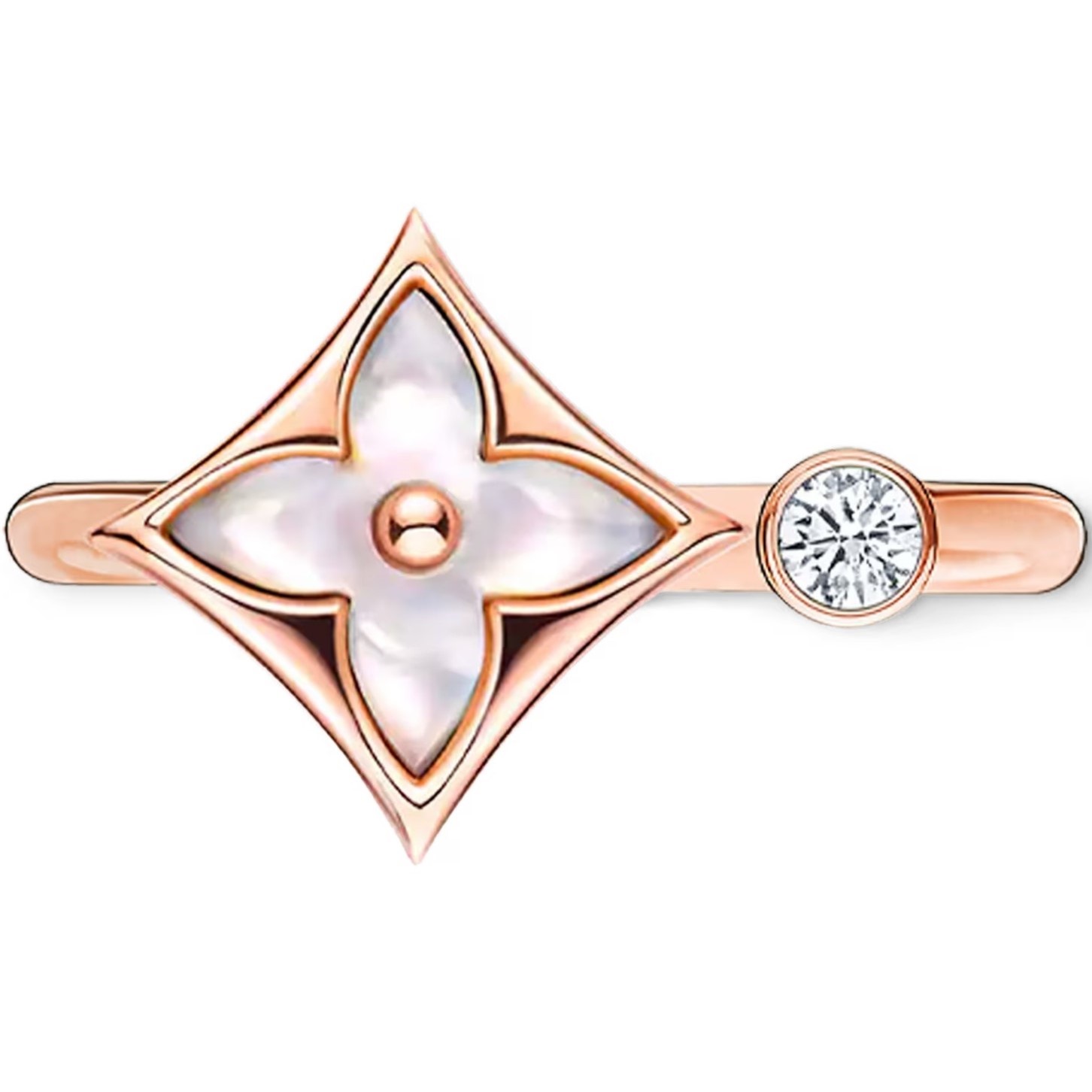 Nhẫn Louis Vuitton Color Blossom Mini Star Ring White Mother-of-Pearl and Diamond 4