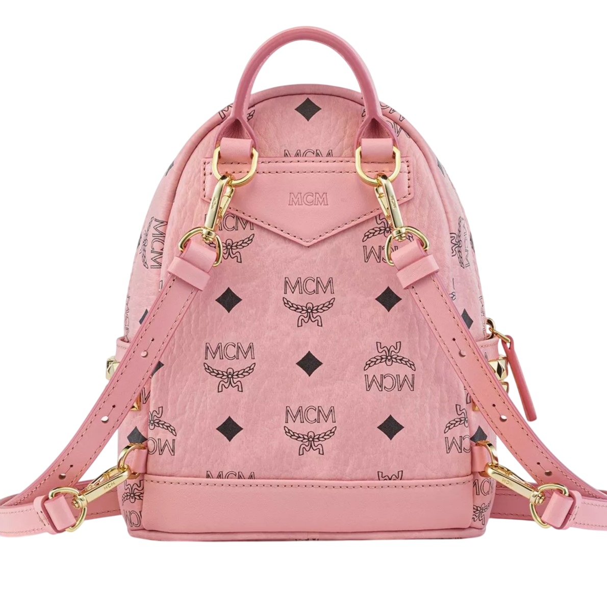 Balo nữ MCM Size 18 X-Mini Stark Bebe Boo Soft Pink Side Studs Backpack in Visetos 2