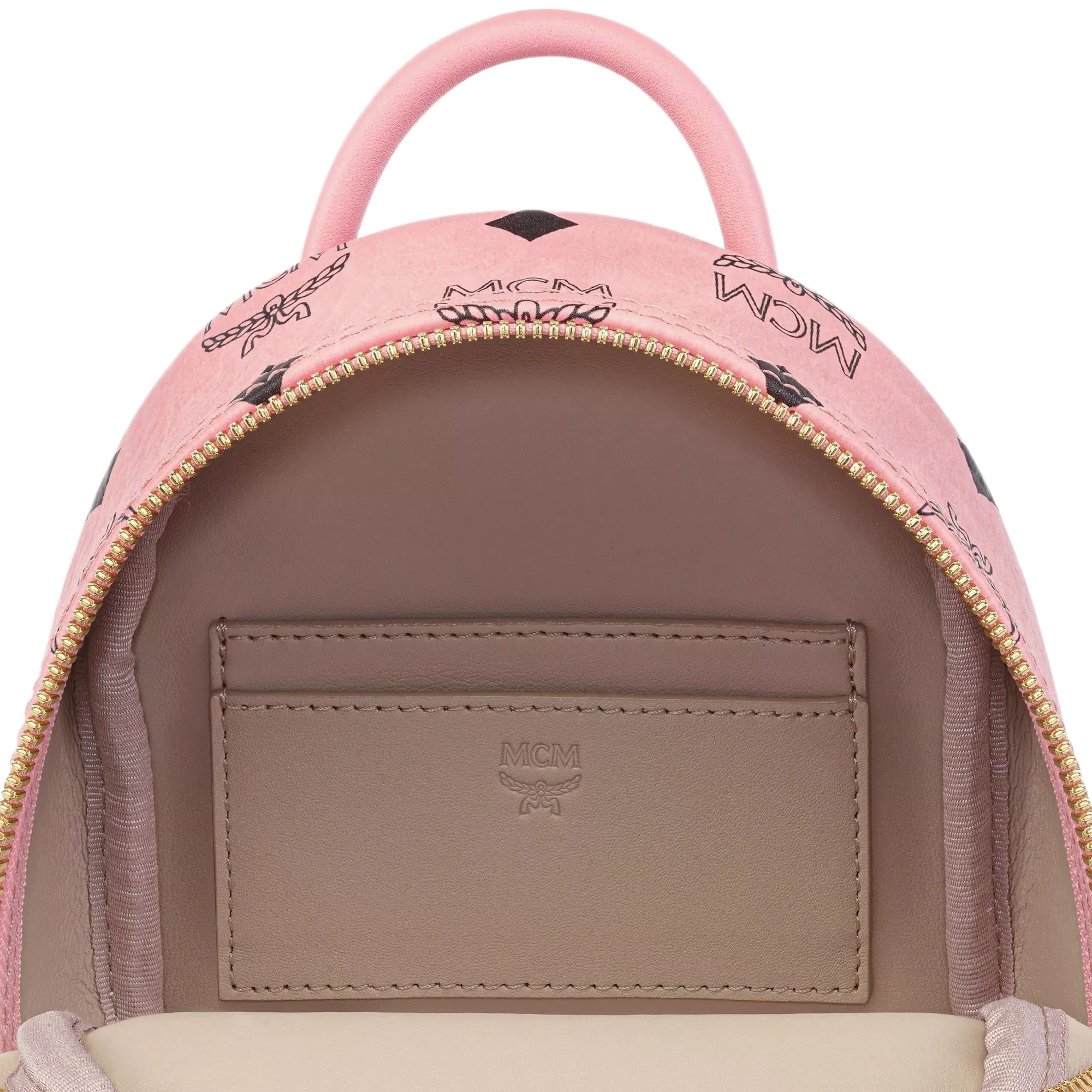 Balo nữ MCM Size 18 X-Mini Stark Bebe Boo Soft Pink Side Studs Backpack in Visetos 4