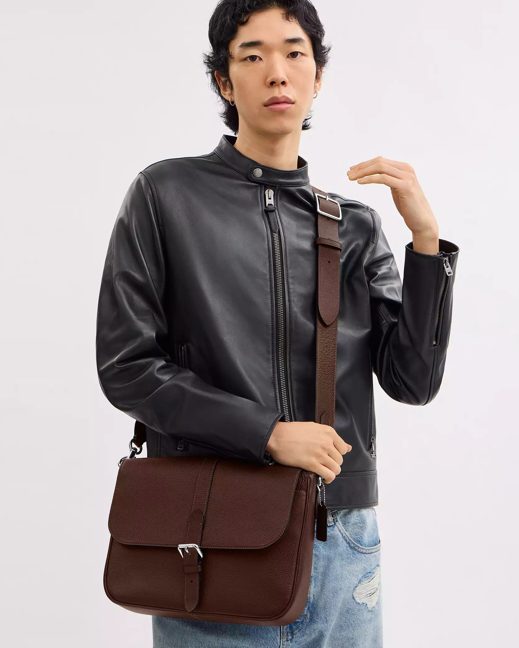Túi xách Nam Coach Warner Messenger Bag Silver Maple CW215 5