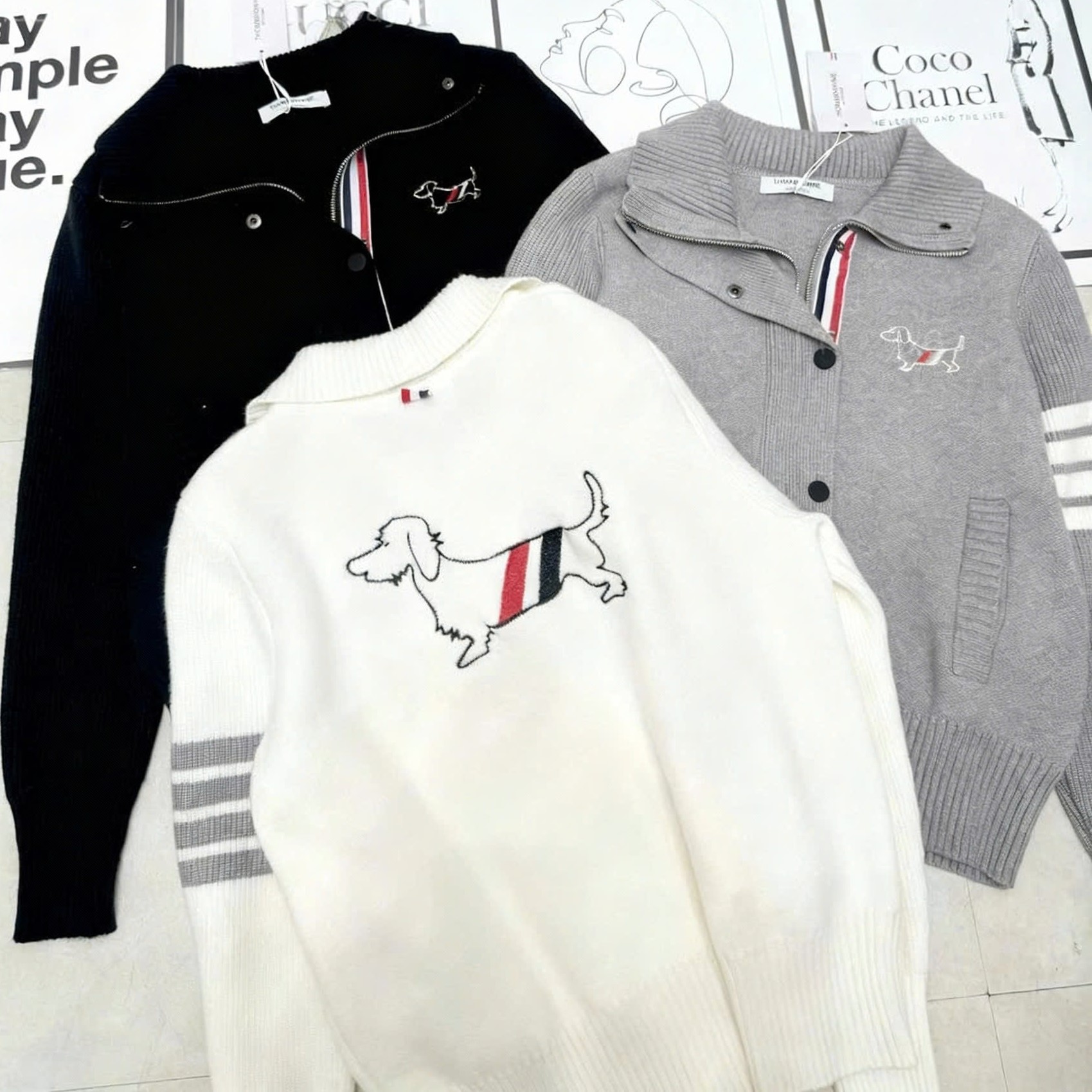 Set áo len váy xếp ly Thom Browne 5