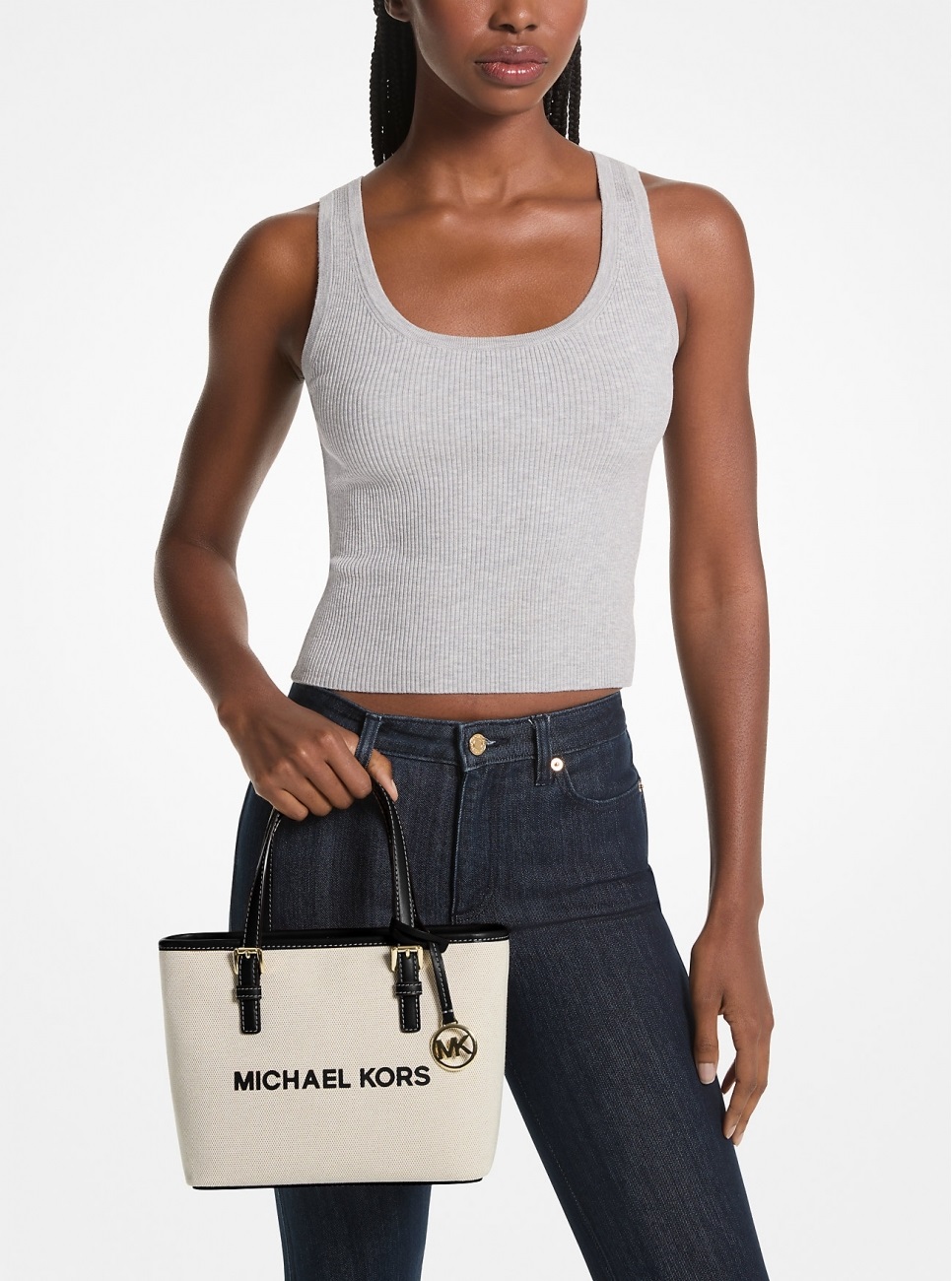 Túi Michael Kors Mini tout-bag Jet Set Travel from the canvas Black 4