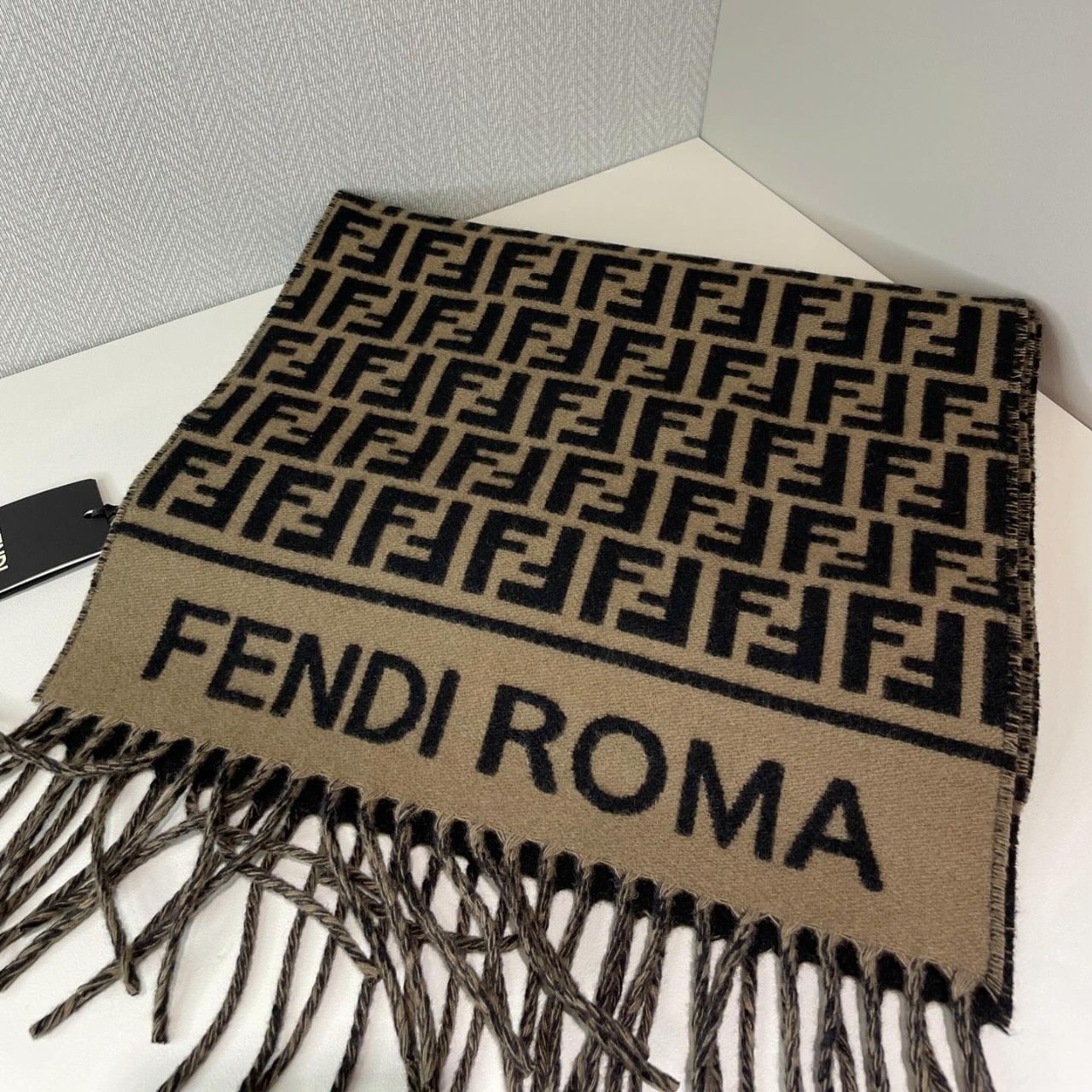 Khăn Fendi FF Scarf Brown Wool and Cashmere Scarf 4