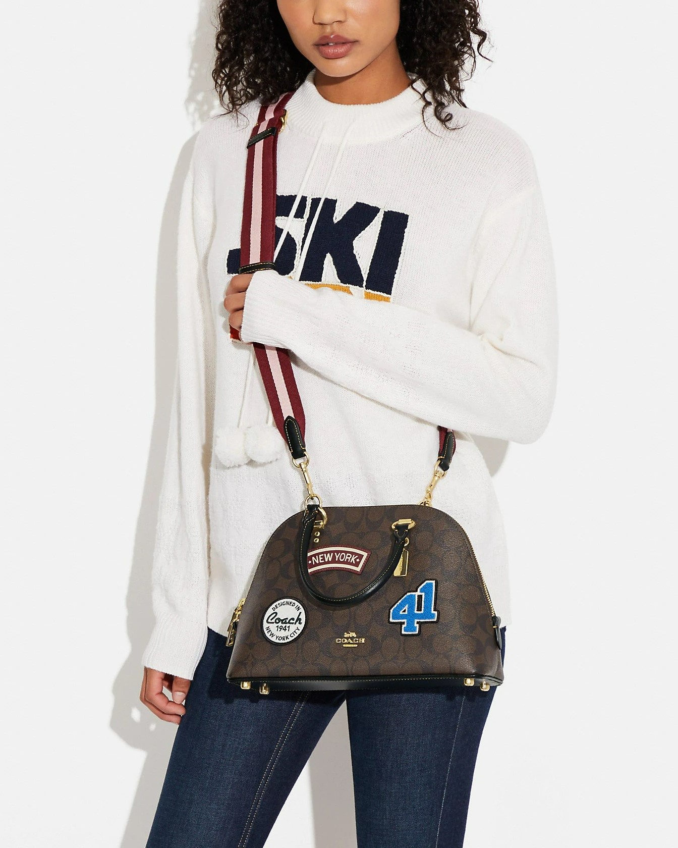 TÚI XÁCH COACH HẾN NỮ KATY SATCHEL IN SIGNATURE CANVAS WITH SKI PATCHES 6