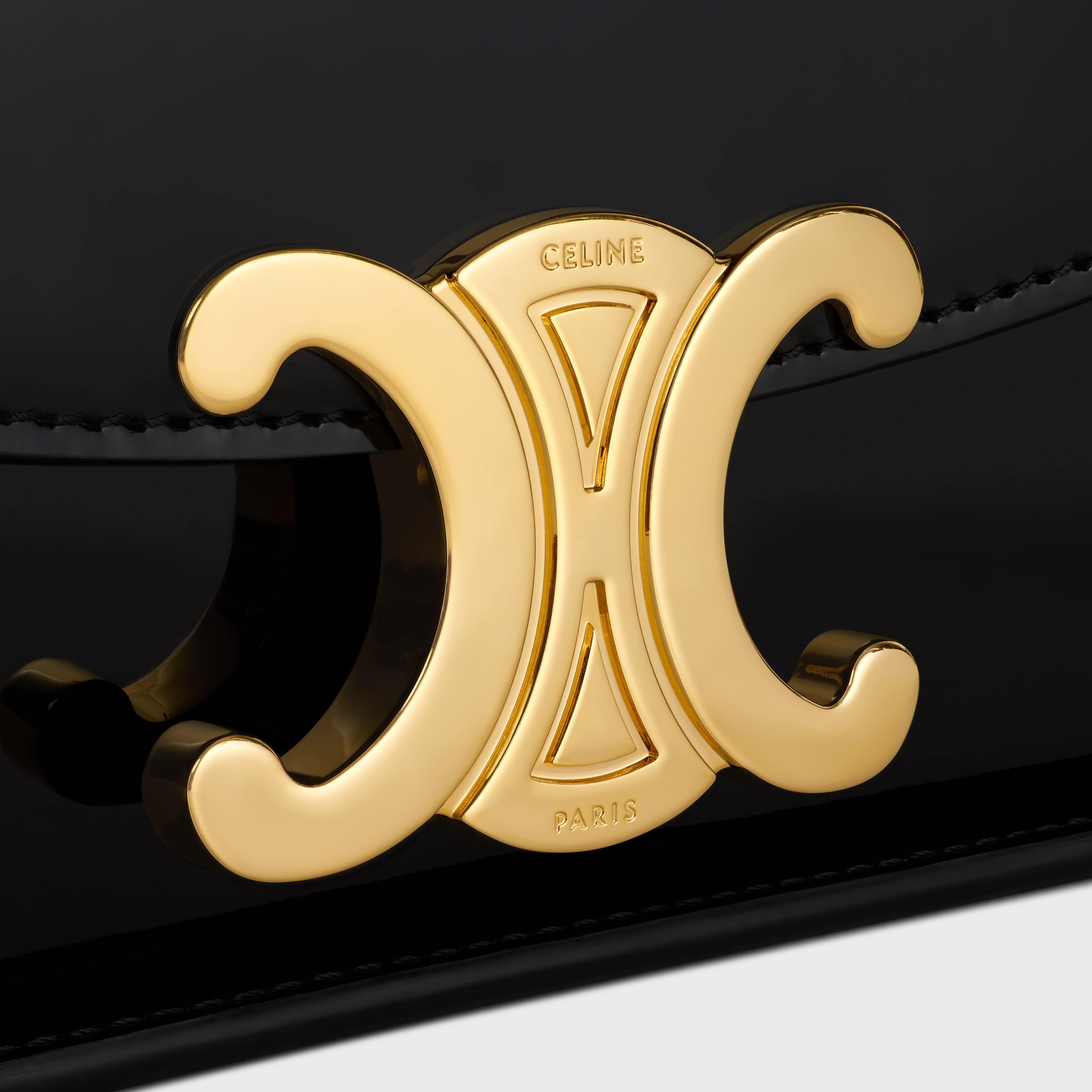 Túi đeo vai Celine Shoulder Bag Terence In Patent Calfskin Black 5