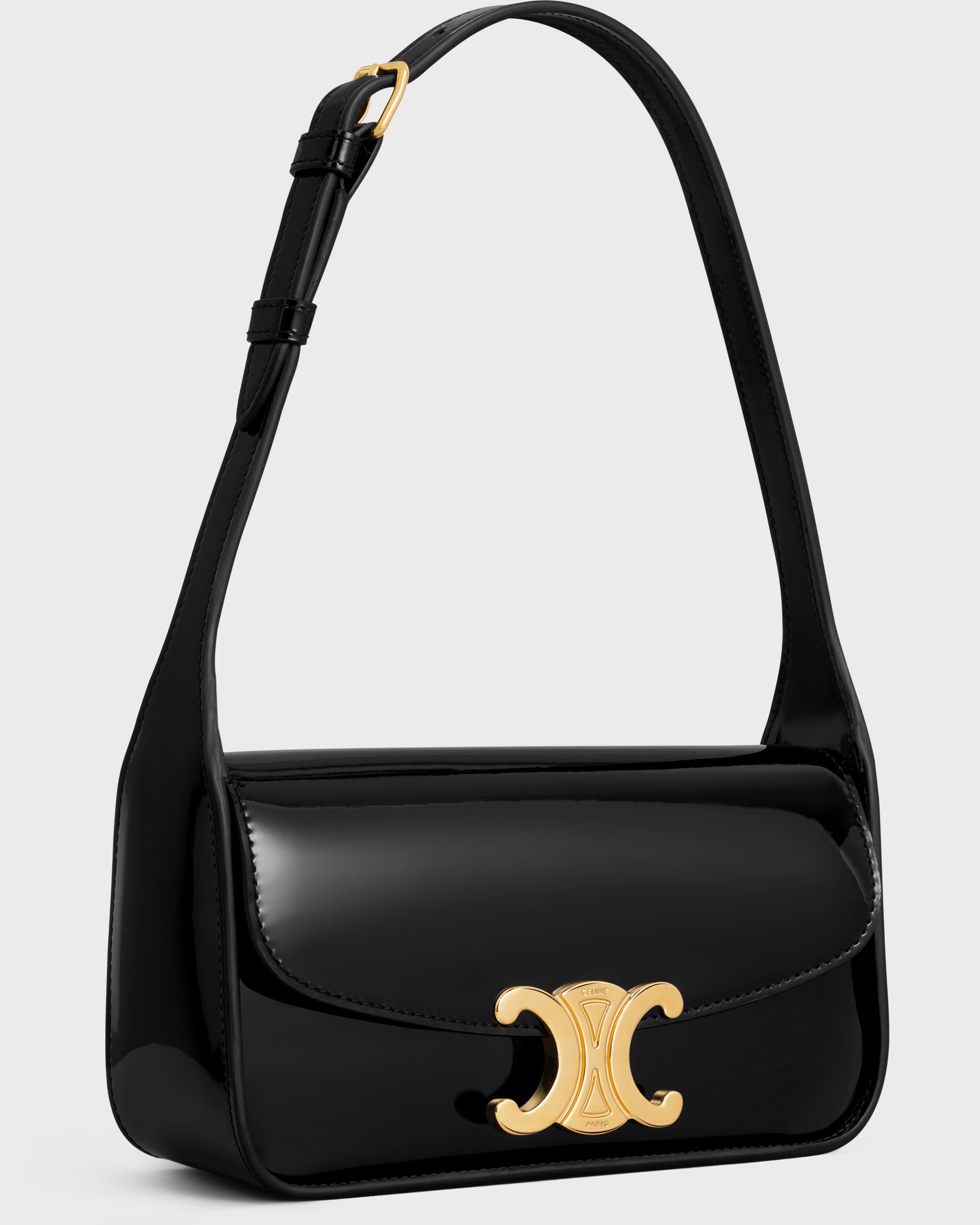 Túi đeo vai Celine Shoulder Bag Terence In Patent Calfskin Black 6