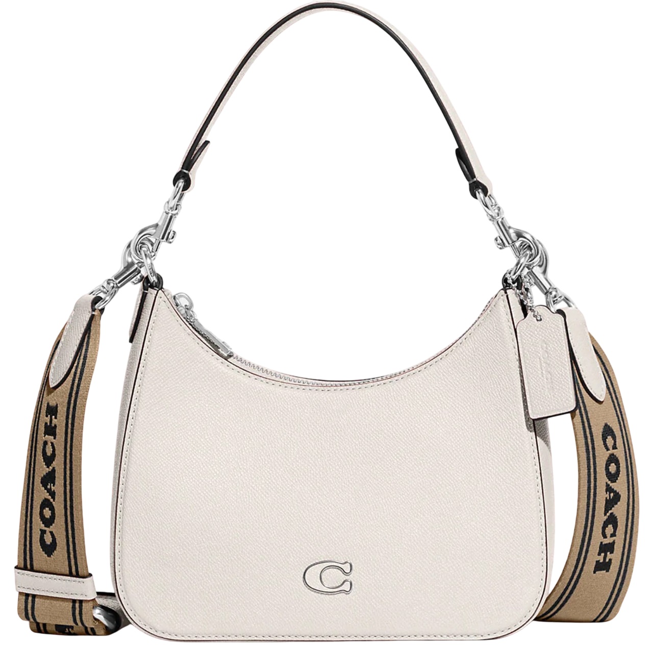 Túi Hobo Coach Crossbody Chalk Crossgrain Leather With Signature Canvas CJ842 7