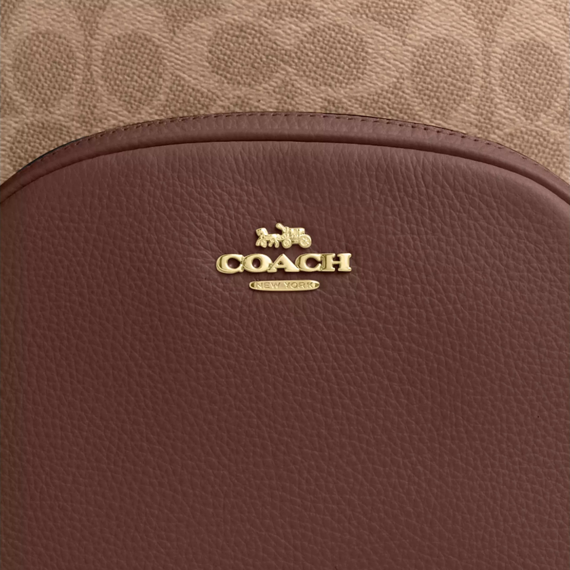 Balo Coach Court Backpack In Signature Canvas Tan Brown CZ176 4