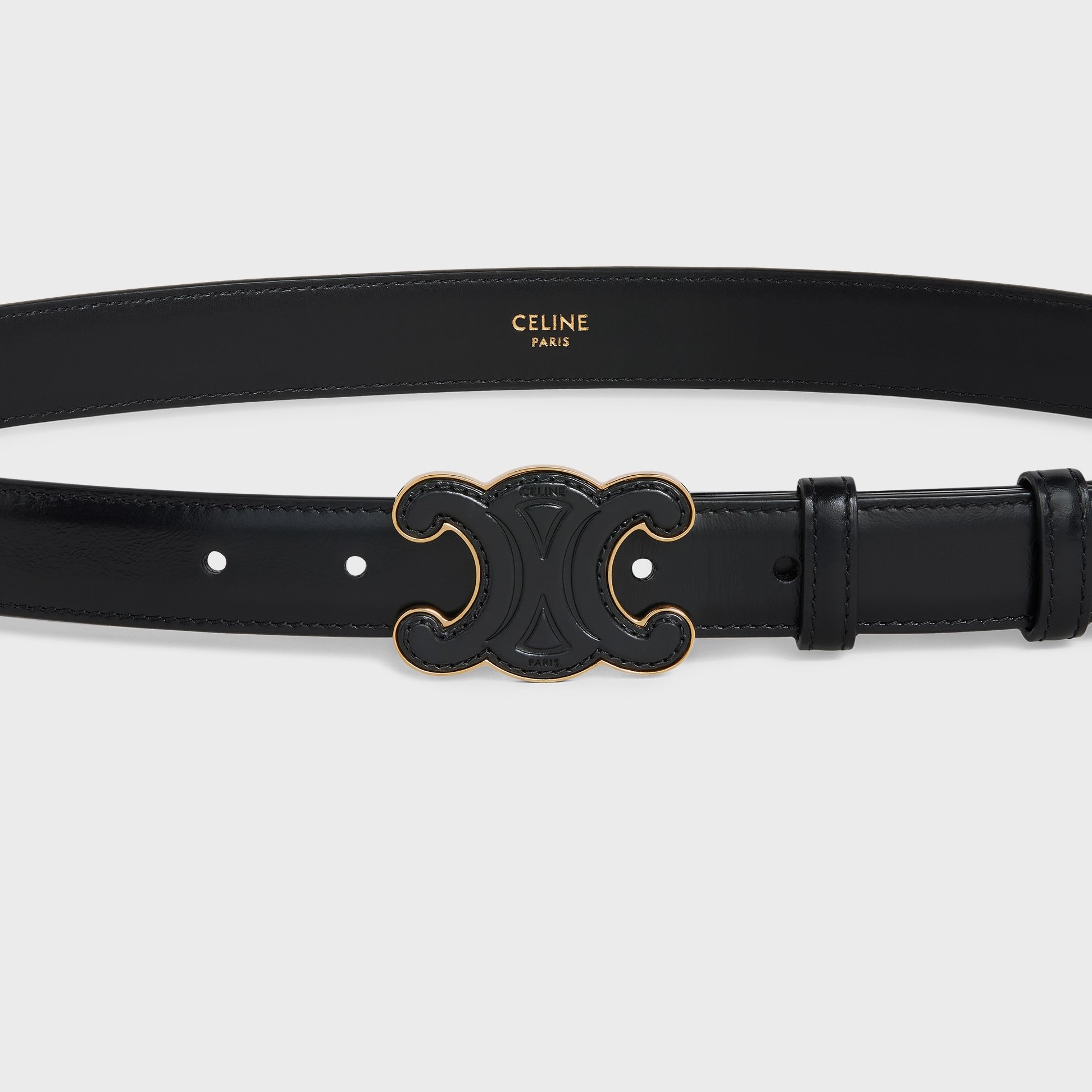 DÂY NỊT CELINE MEDIUM CUIR TRIOMPHE BUCKLE WITH COLLAR STUD BELT IN BLACK TAURILLON LEATHER 2