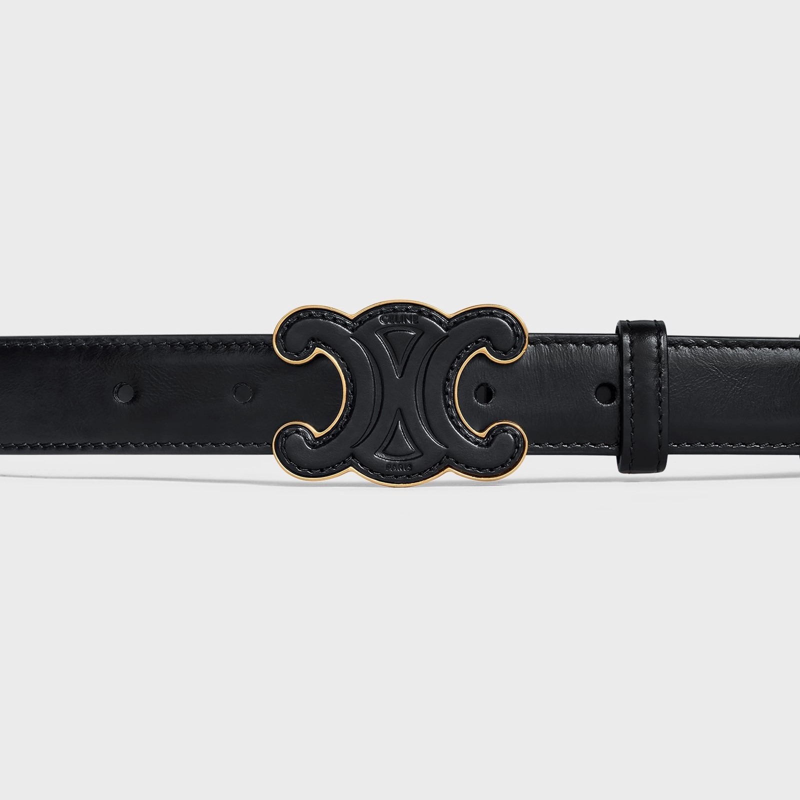 DÂY NỊT CELINE MEDIUM CUIR TRIOMPHE BUCKLE WITH COLLAR STUD BELT IN BLACK TAURILLON LEATHER 4