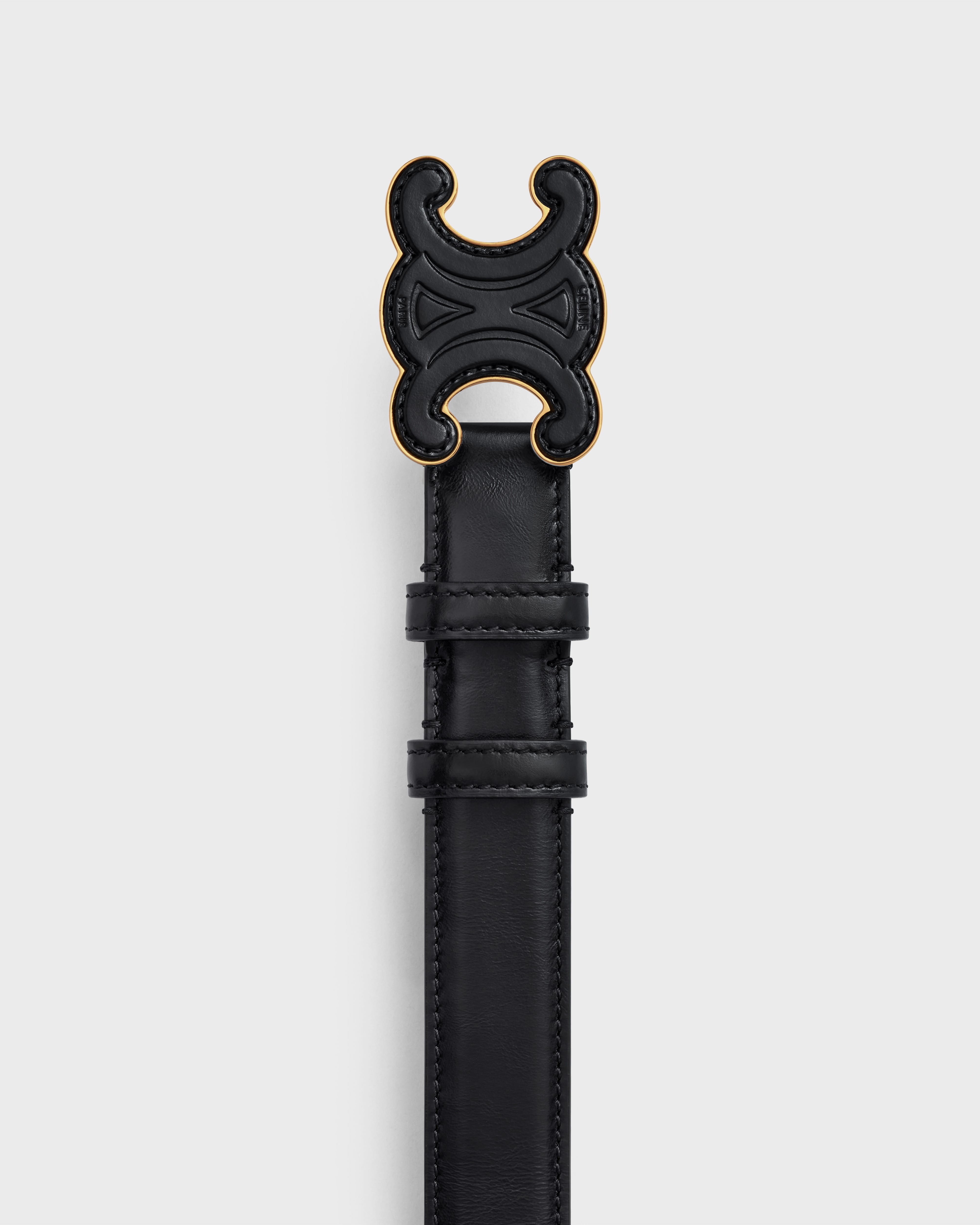 DÂY NỊT CELINE MEDIUM CUIR TRIOMPHE BUCKLE WITH COLLAR STUD BELT IN BLACK TAURILLON LEATHER 6