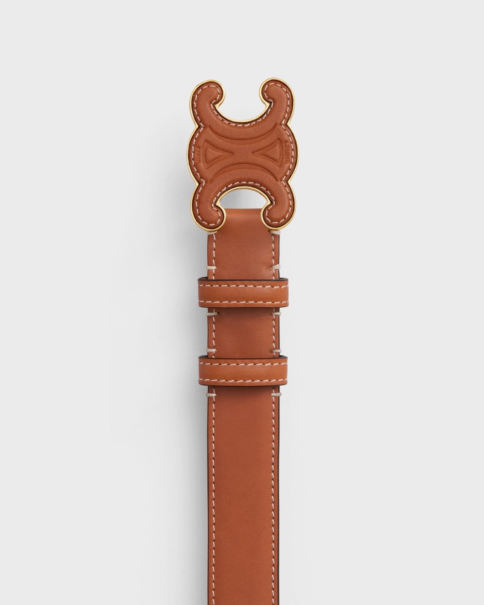 THẮT LƯNG CELINE MEDIUM CUIR TRIOMPHE BUCKLE WITH COLLAR STUD BELT IN TAN NATURAL CALFSKIN LEATHER 2