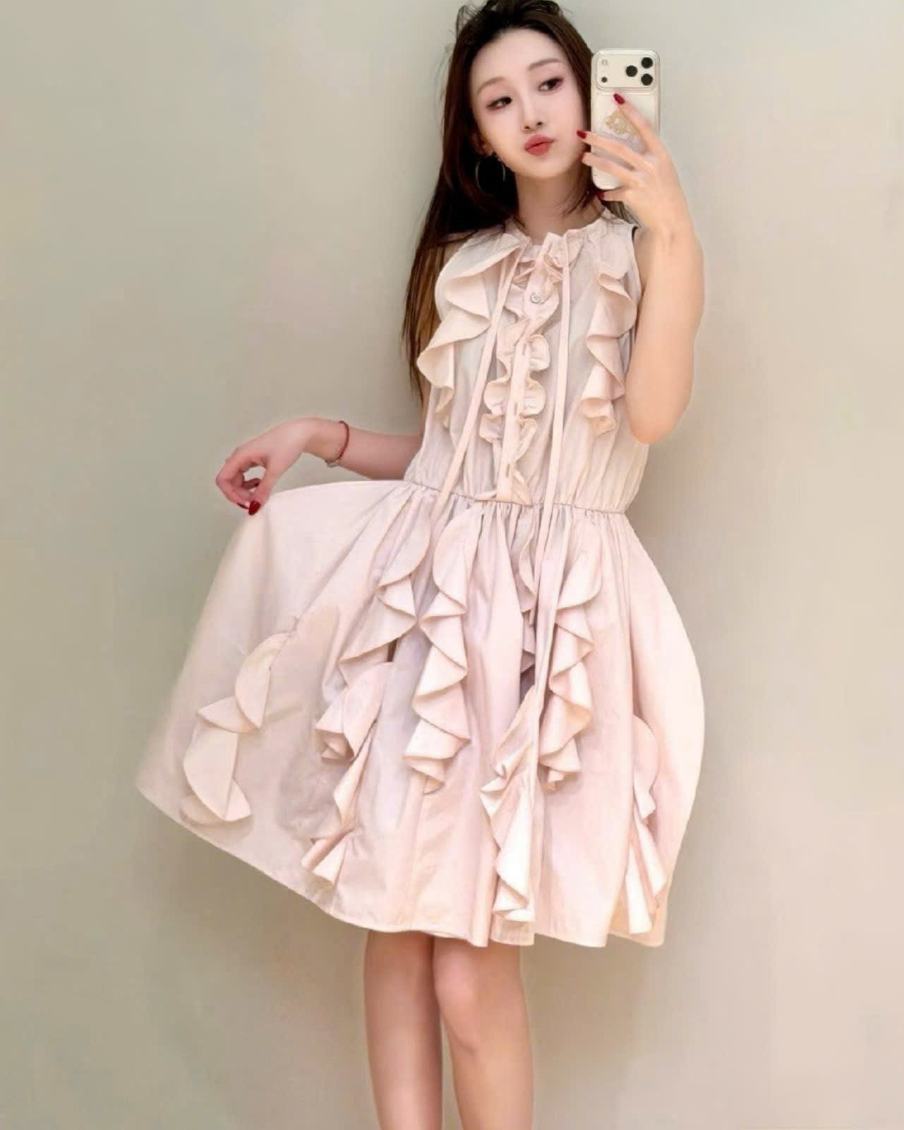 Đầm Louis Vuitton Ruffle Mini Dress Rose Poudre 8