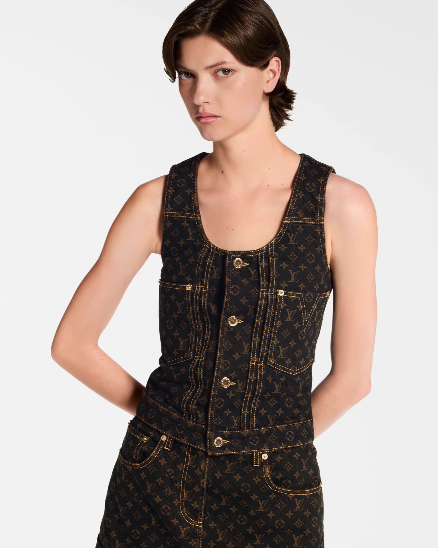 Áo LV nữ Louis Vuitton Monogram Denim Button 3