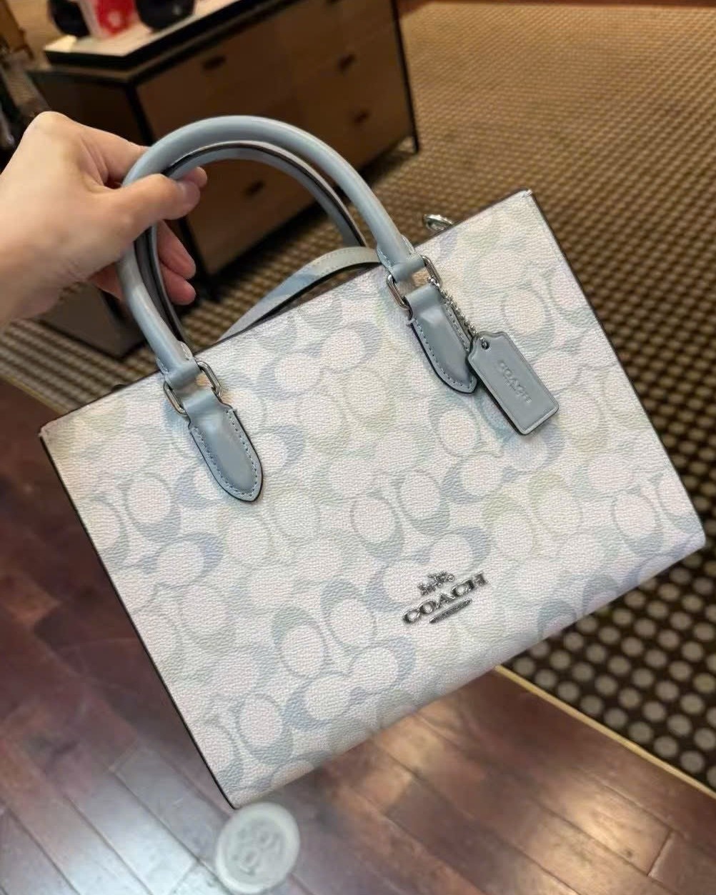 Túi Coach Maggie Small Tote Bag In Signature Canvas Blue CDZ08 2