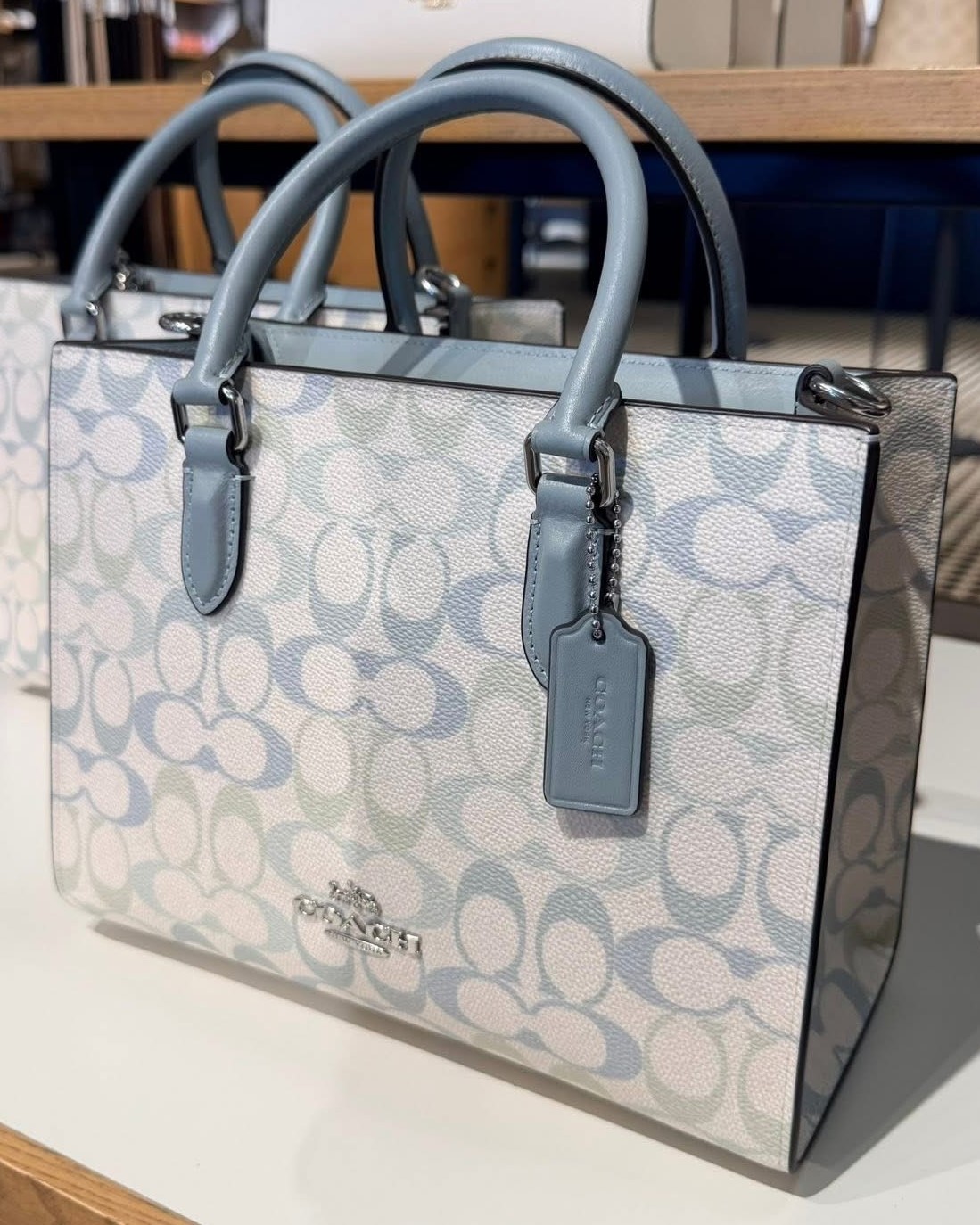 Túi Coach Maggie Small Tote Bag In Signature Canvas Blue CDZ08 3