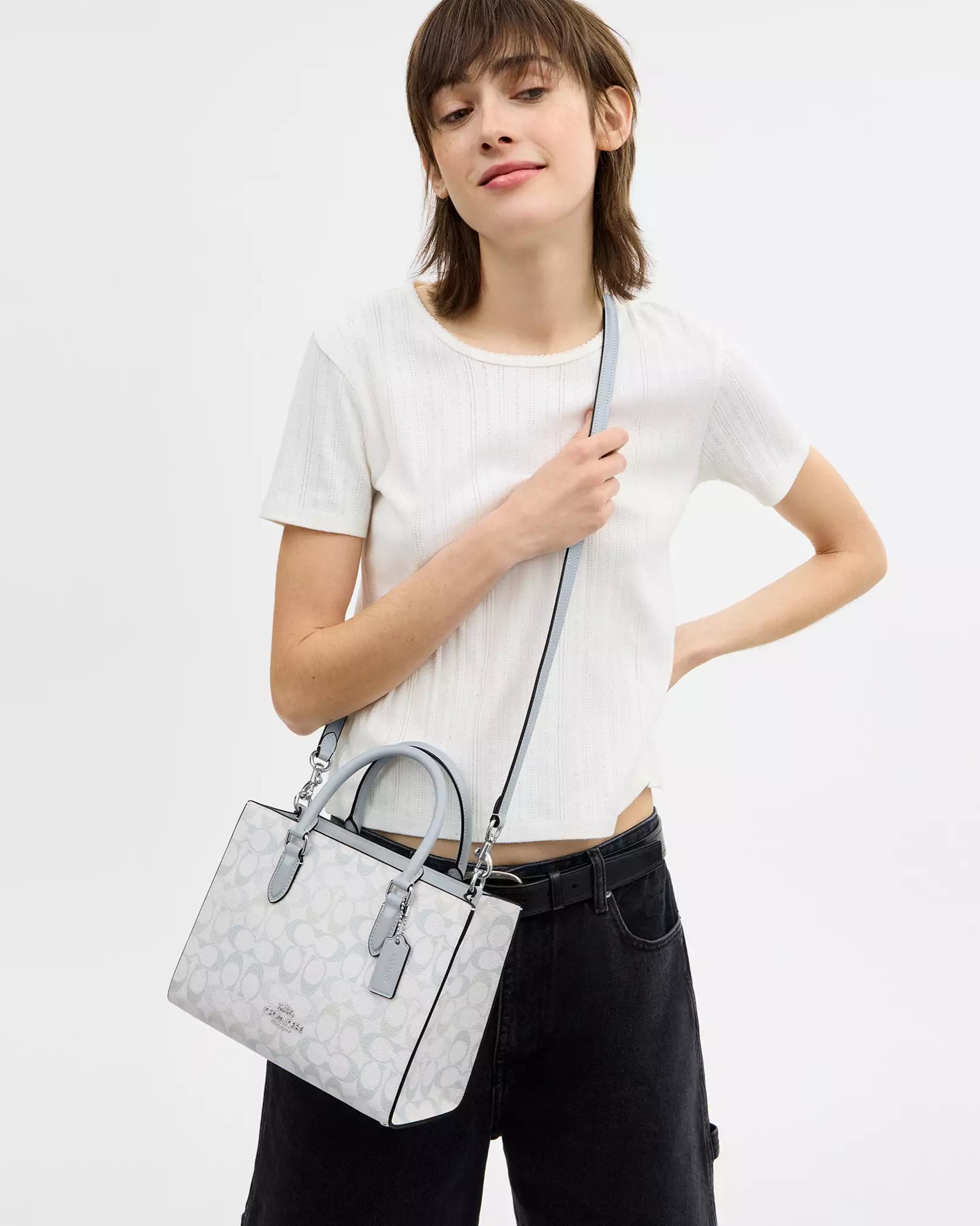 Túi Coach Maggie Small Tote Bag In Signature Canvas Blue CDZ08 7