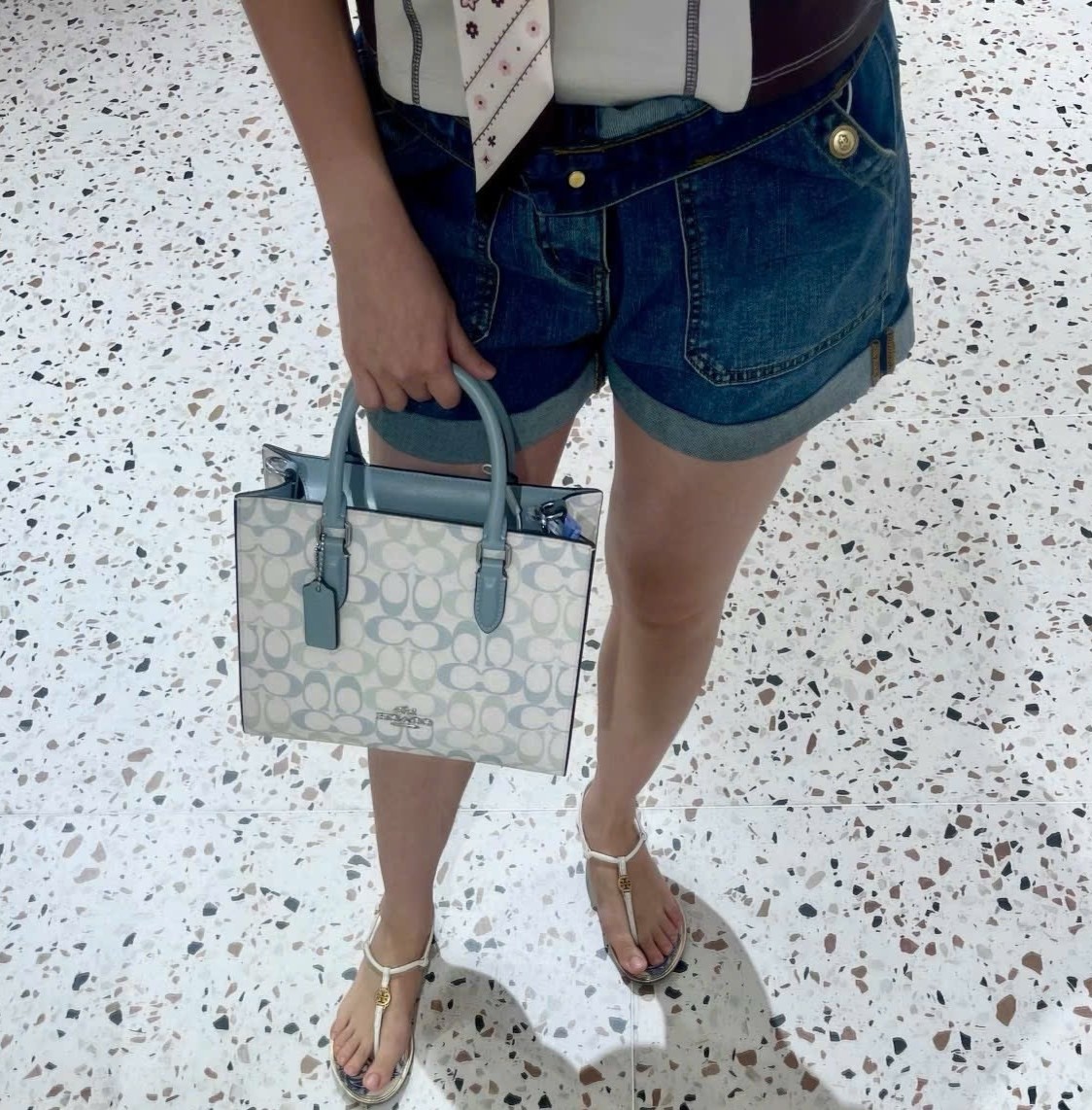 Túi Coach Maggie Small Tote Bag In Signature Canvas Blue CDZ08 11