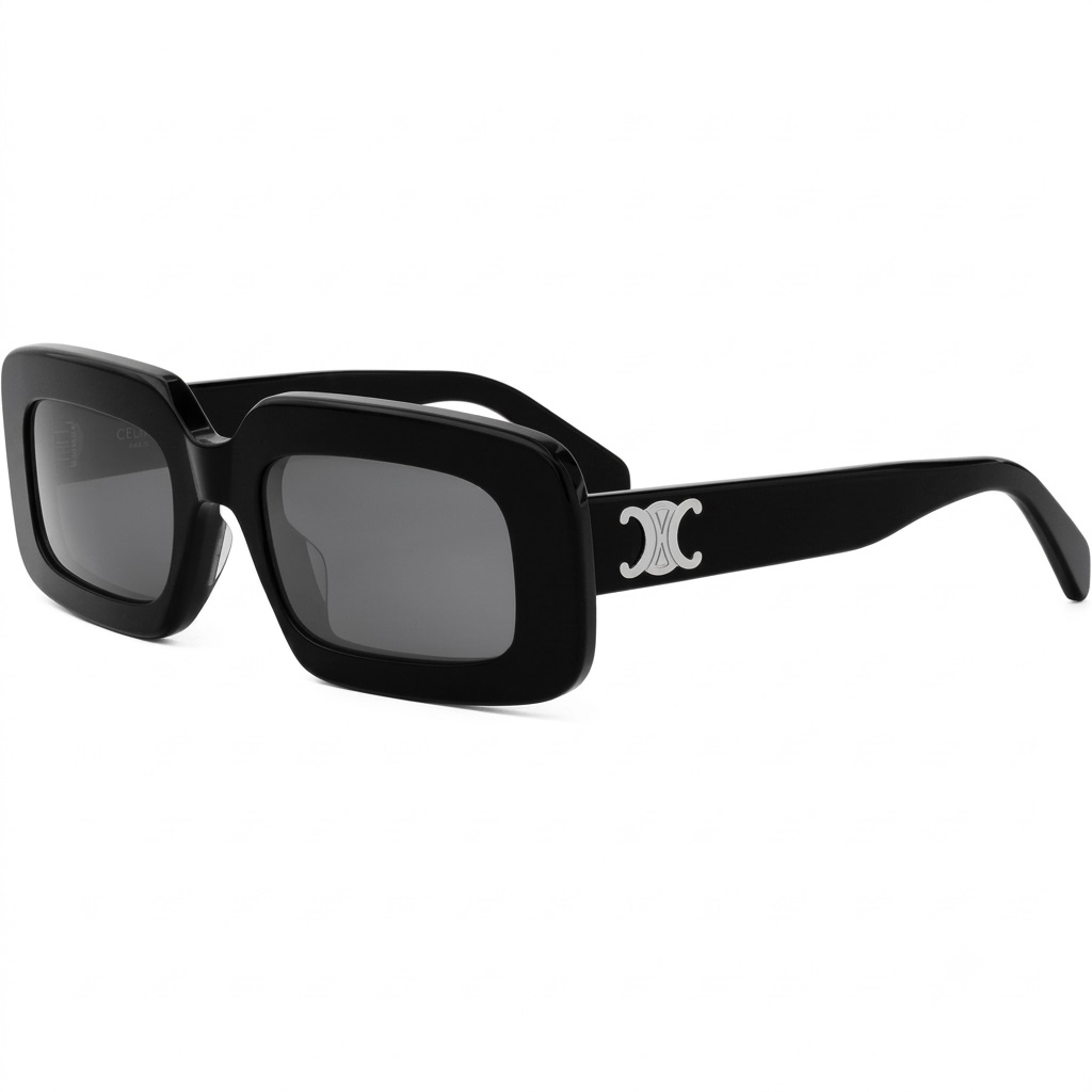 Kính Mát Celine Triomphe Oversized Rectangle Frame Acetate Sunglasses CL40313U 01A 9