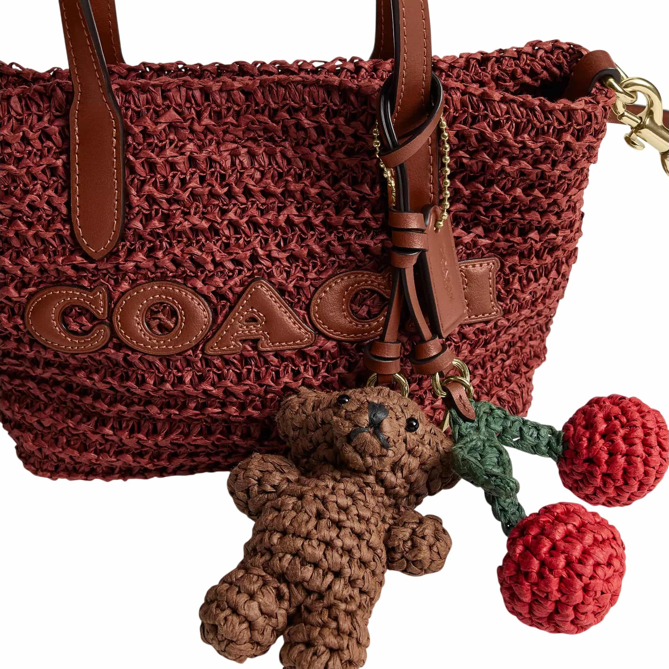Túi Coach City Mini Tote Bag With Charms In Straw Russet CEU30 4