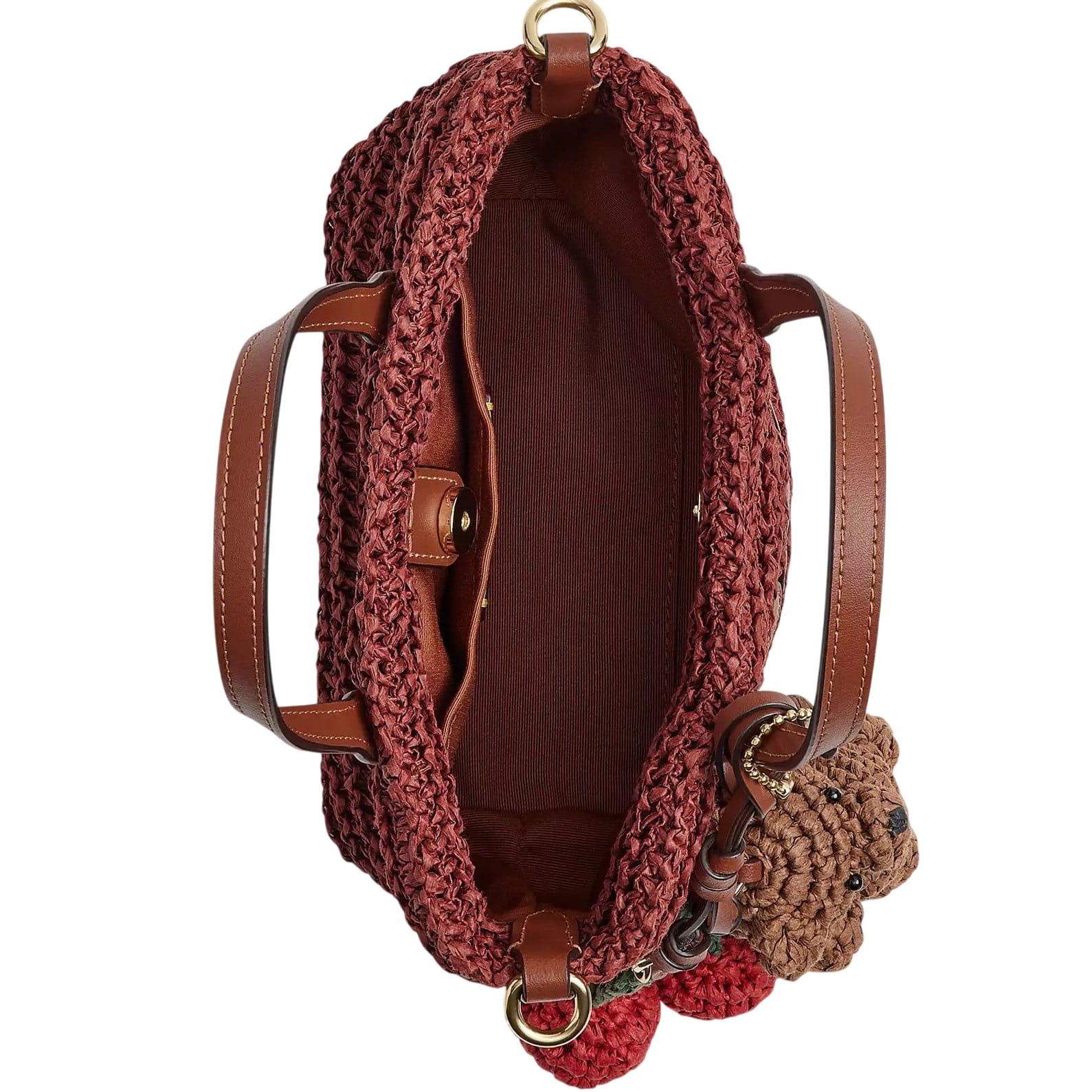 Túi Coach City Mini Tote Bag With Charms In Straw Russet CEU30 5
