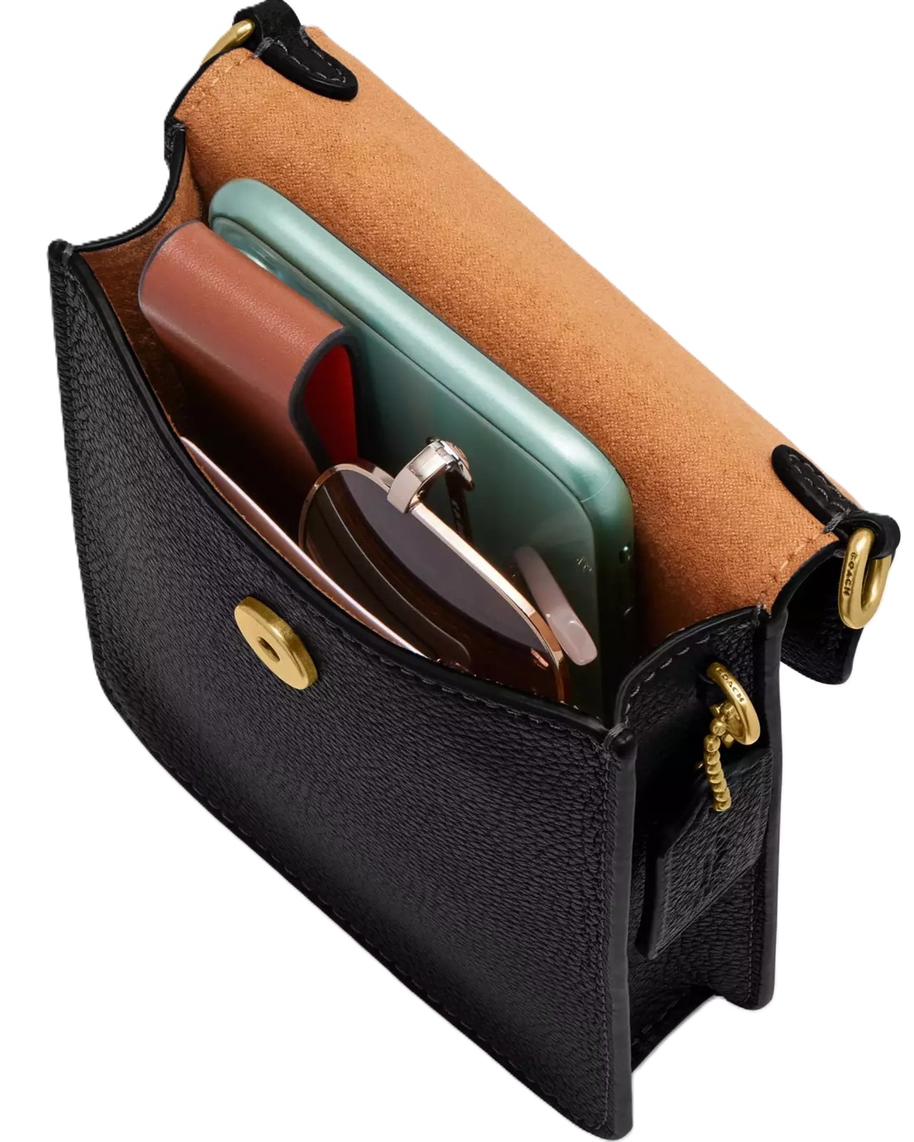 Túi đeo điện thoại Coach Phone Crossbody Brass Black CH815 2