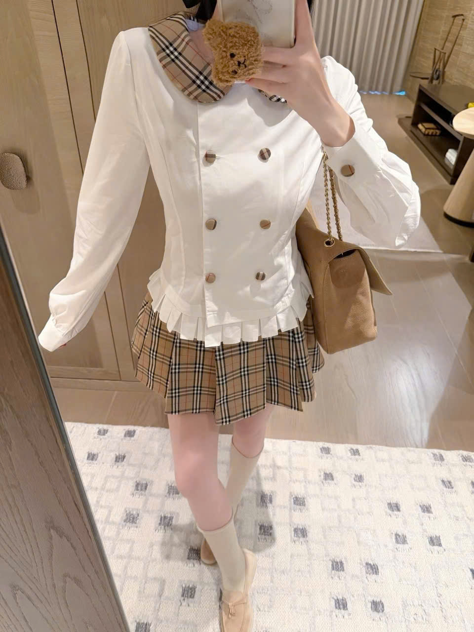 Set áo váy ngắn vải Burberry 3
