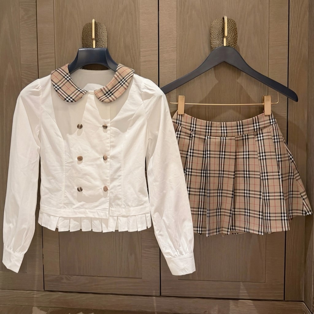 Set áo váy ngắn vải Burberry 6