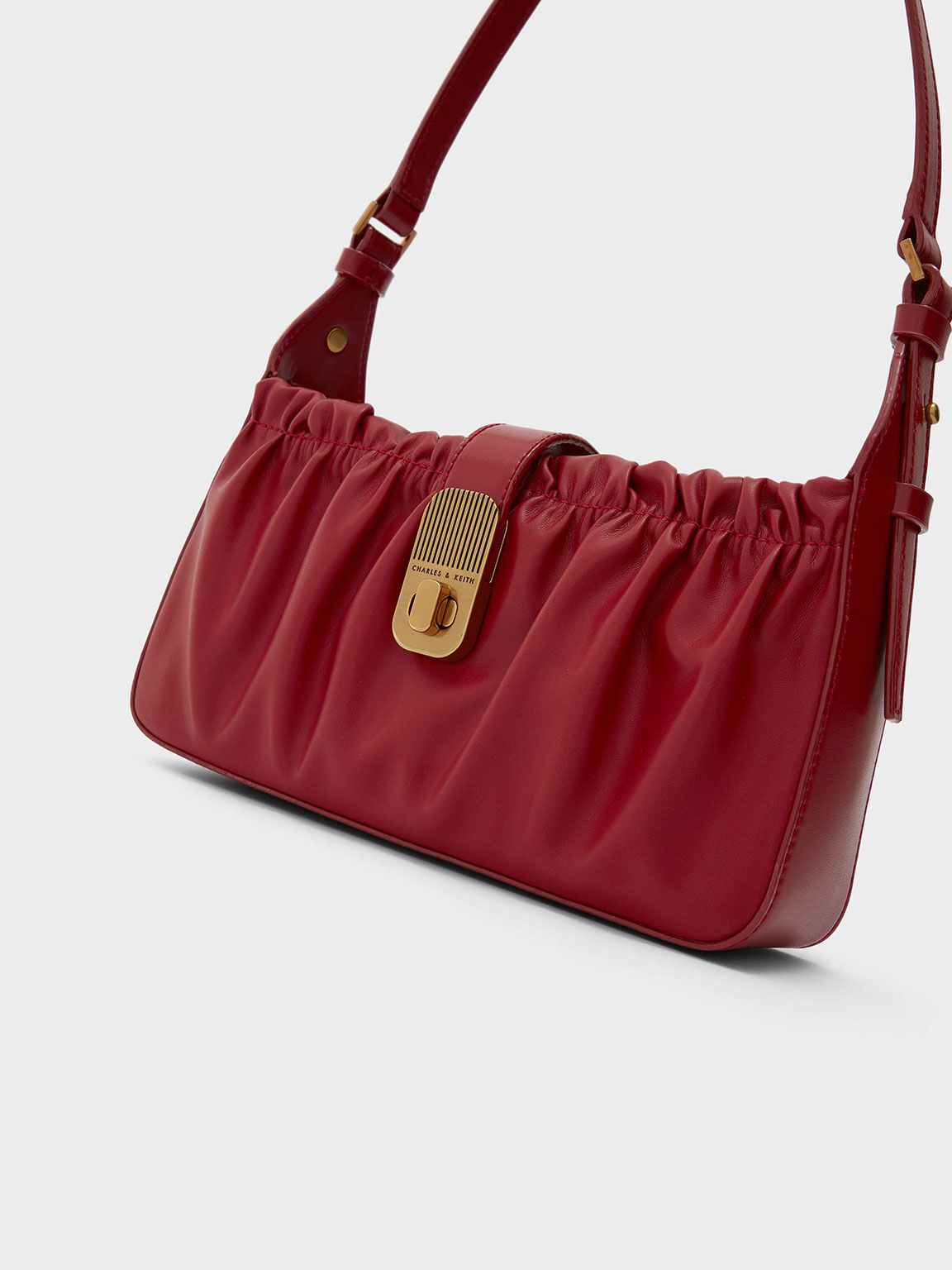 TÚI CHARLES & KEITH RUCHED TURN-LOCK SHOULDER BAG 10