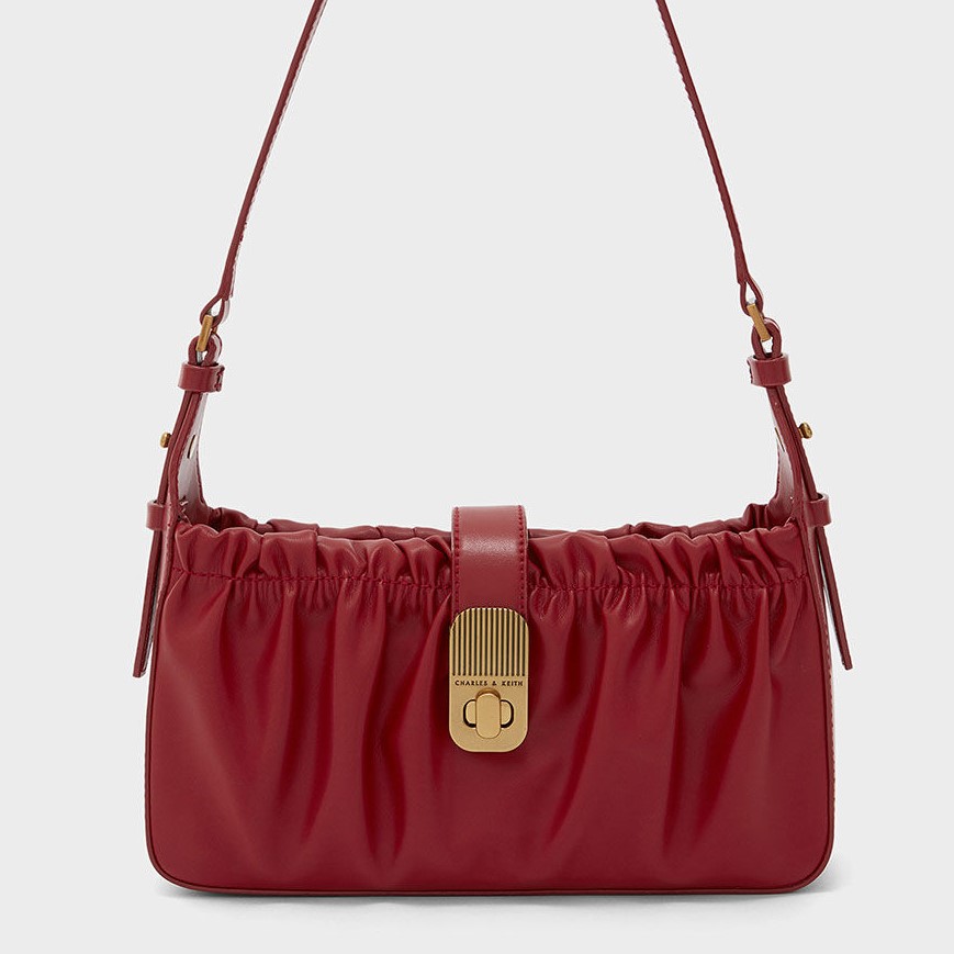 TÚI CHARLES & KEITH RUCHED TURN-LOCK SHOULDER BAG 11