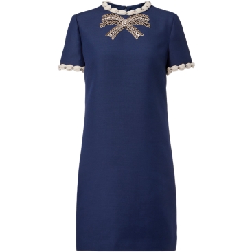 Váy Đầm Valentino Embroidered Crepe Couture Short Dress Indigo