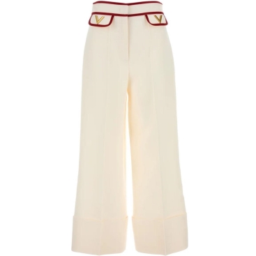 Quần dài nữ Valentino Crepe Couture Pants with V Gold