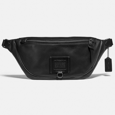 Túi đeo hông bao tử Nam Coach Rivington Black Leather Belt Bag F37951