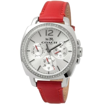 Đồng hồ Coach Women 14502171 Boyfriend Round Red Leather Strap Watch