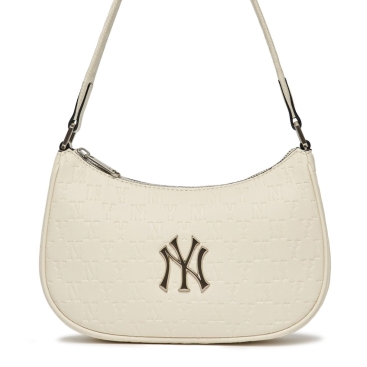 Túi MLB Monogram Embo Hobo Bag New York Yankees Cream