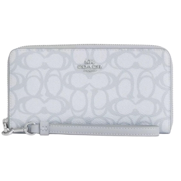 Ví Coach Long Zip Around Wallet In Sketch Signature Canvas Ice Blue CBO02