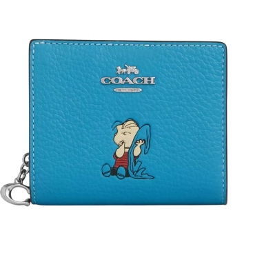 Ví Coach X Peanuts Snap Wallet With Linus Parrot Blue Multi CBN91