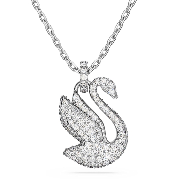 Set dây chuyền bông tai Swarovski Iconic Swan Pendant Swan, Medium, White, Rhodium Plated 5647872