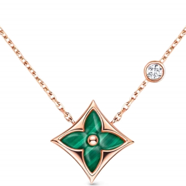 Vòng Cổ LV Louis Vuitton Color Blossom BB Star Pendant Pink Gold Malachite and Diamond
