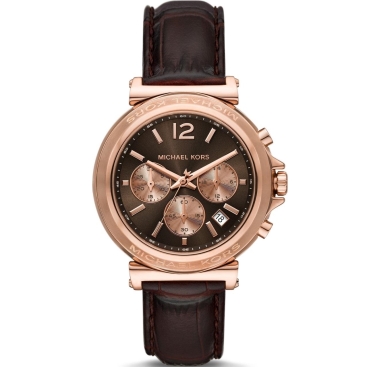 Đồng hồ nữ Michael Kors Maren Rose Gold-Tone and Crocodile Embossed Leather Watch MK7497