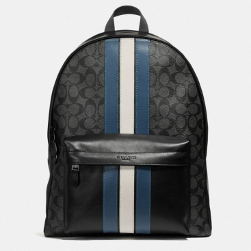 Balo Coach Nam Charles Backpack In Signature Canvas With Varsity Stripe