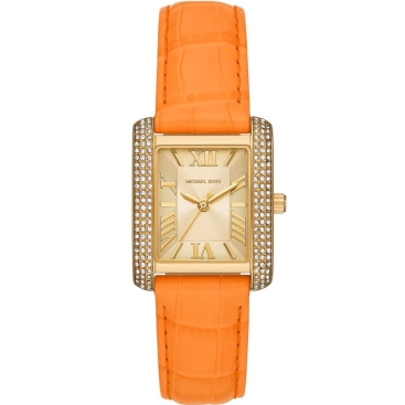 Đồng hồ MK nữ Michael Kors Emery Pavé Rose Gold-Tone and Crocodile Embossed Orange Leather Watch MK2983