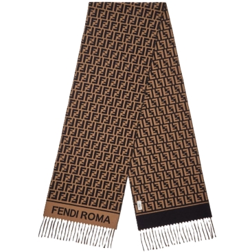 Khăn Fendi FF Scarf Brown Wool and Cashmere Scarf