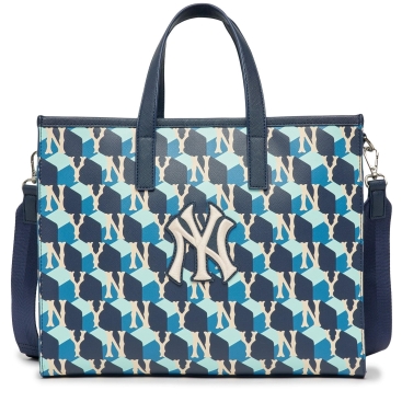 Túi MLB NY Cube Monogram Medium Tote Bag New York Yankees D.Navy 3AORM042N-50NYD