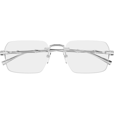 Mắt kính tròng cận Gucci Metal Rimless Eyeglasses with Clear Lenses Silver GG2154O 001